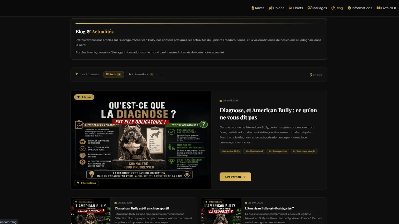 Créer un site à la hauteur d'un élevage de prestige