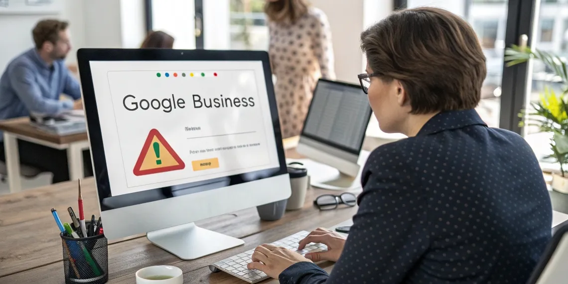 Personne devant un ordinateur prenant des mesures immédiates face à une alerte de sécurité Google Business